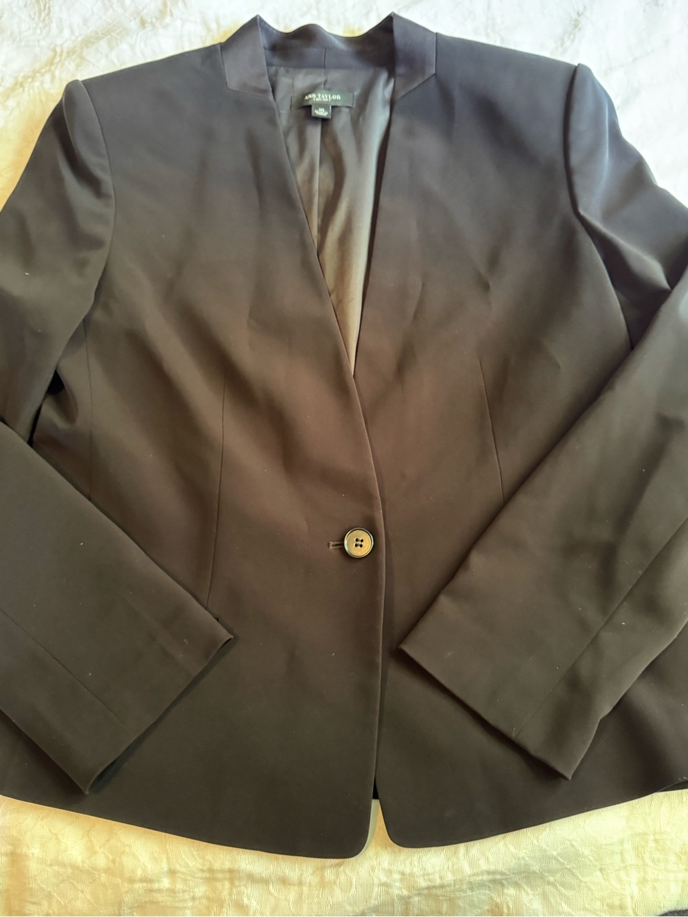 Women’s Ann Taylor Black Collarless Single-Button Blazer – Minimalist Career